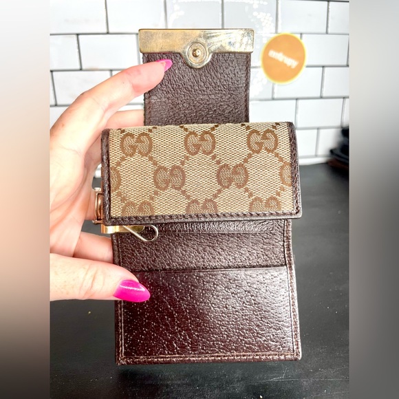 GUCCI SHERY LINE GG Logo Canvas 6 Ring Key Case Authentic - Picture 5 of 7